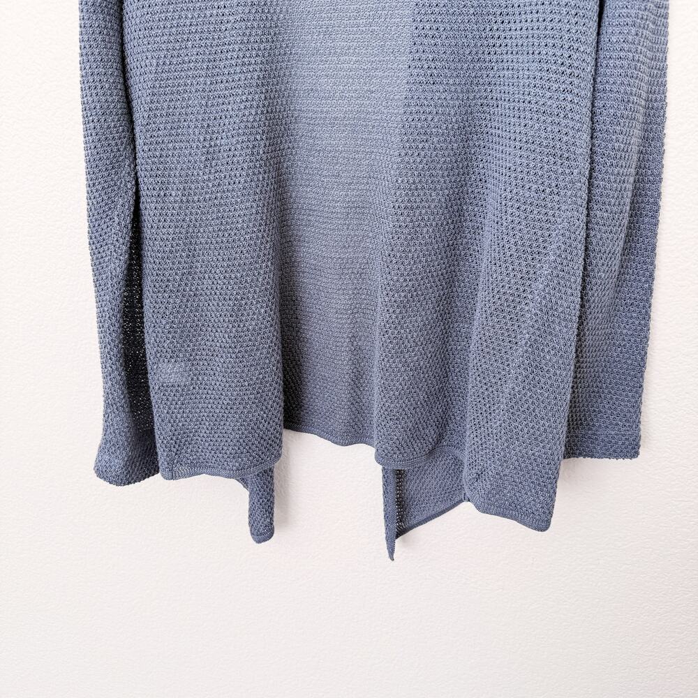 [J. Jill] Pure Jill Blue Gray Linen Blend Open Front Cardigan Sweater Sz Medium - Picture 8 of 10
